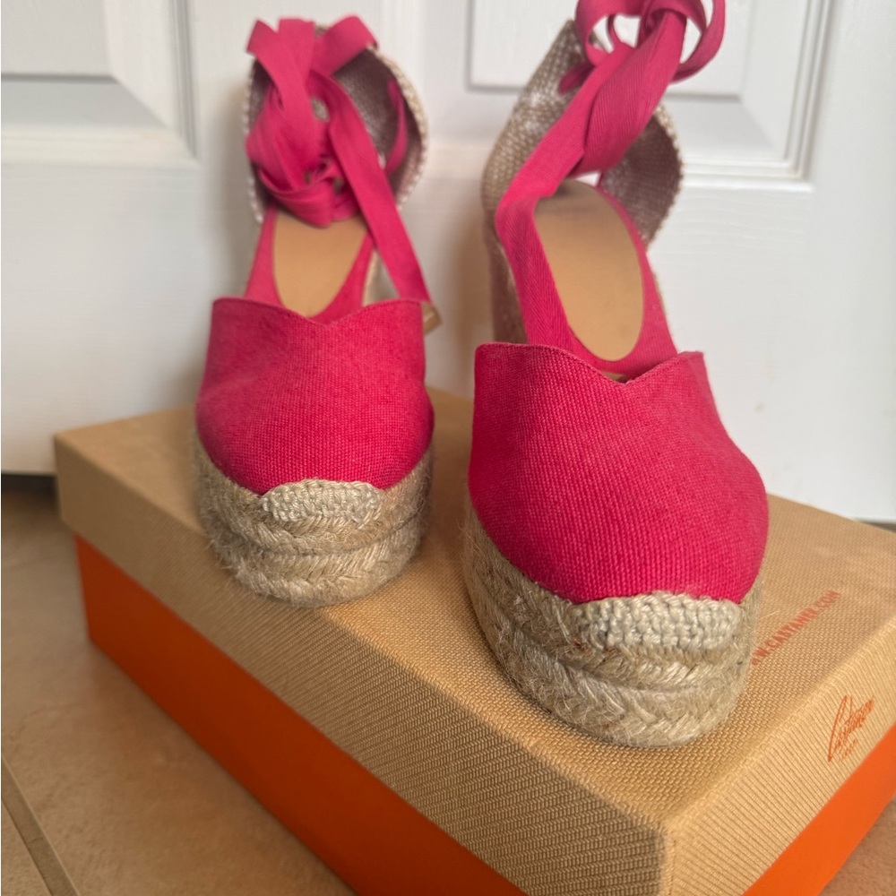 Castañer Chiara Pink Espadrille Wedge Sandals - Picture 3 of 7
